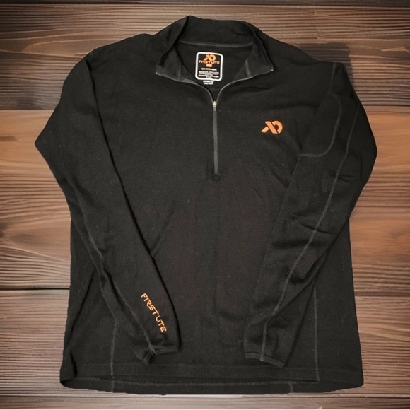 First Lite mens L black solid 100% merino wool 1/4 zip pullover sweater EUC - Picture 1 of 6